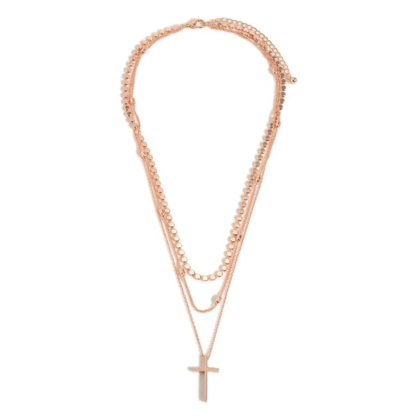 Layered Chain Link Necklace Featuring Cross Charm

- Approximately 20" Long
- Extender Approximately 2" Long