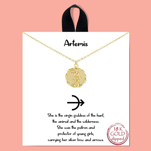 Dainty Chain Link Necklace Featuring Artemis Pendant

- 18K Gold Dipped 
- Approximately 16" Length With 2" Extender