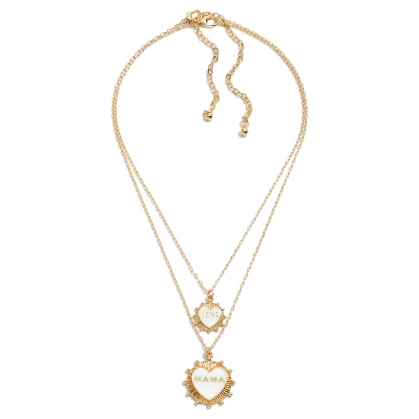 Wholesale matching Mother Daughter Chain Link Necklace Set Mama Mini Ivory Ename