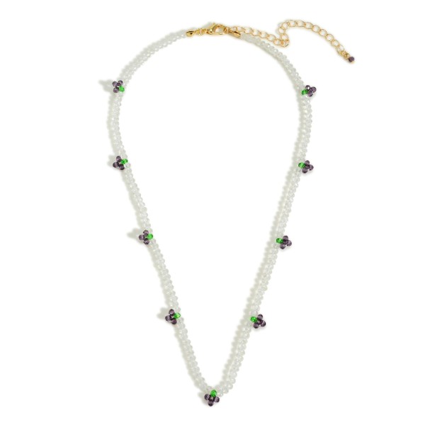 Translucent Beaded Necklace Featuring Beaded Fruit Accents

- Approximately 15" Long
- Extender Approximately 2.5" Long