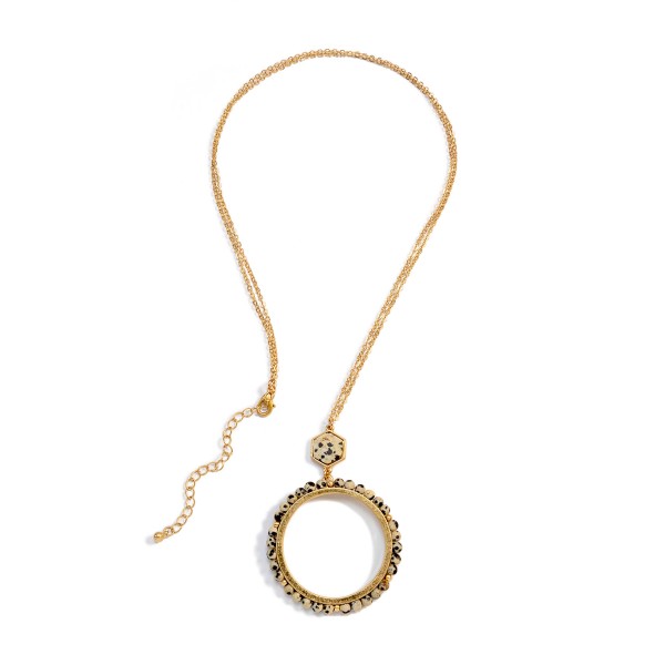 Wholesale long Gold Necklace Natural Stone Circle Pendant L Extender L