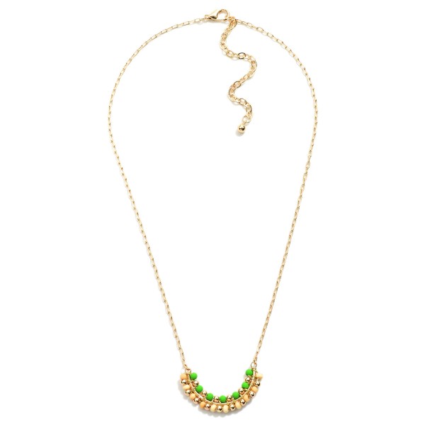 Wholesale gold Wood Beaded Arch Necklace L Extender L