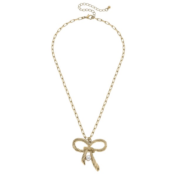 Chain Link Necklace With Bow Pendant 

- Approximately 16" L
- Chain Extender Approximately 2" L