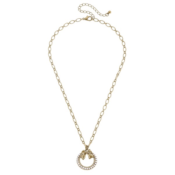 Chain Link Necklace With Pearl And Bow Pendant 

- Approximately 16" L
- Chain Extender Approximately 