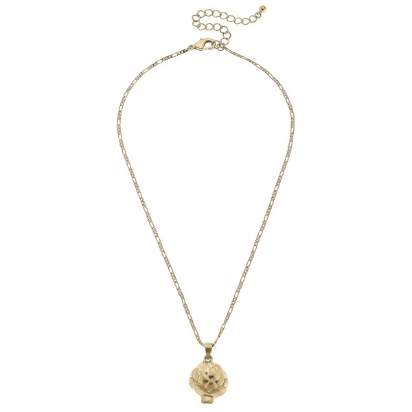 Chain Link Necklace With Artichoke Pendant 

- Approximately 18" L
- Chain Extender Approximately 3" L