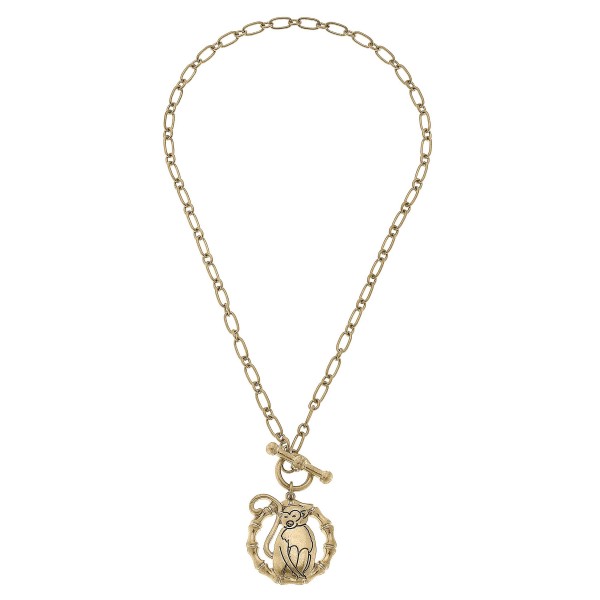 Monkey Pendant T-Bar Necklace 

- Approximately 16" L
- Pendant Approximately 1.25" L