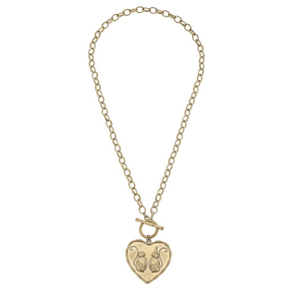 Wholesale heart Monkey Pendant T Bar Necklace L Pendant L
