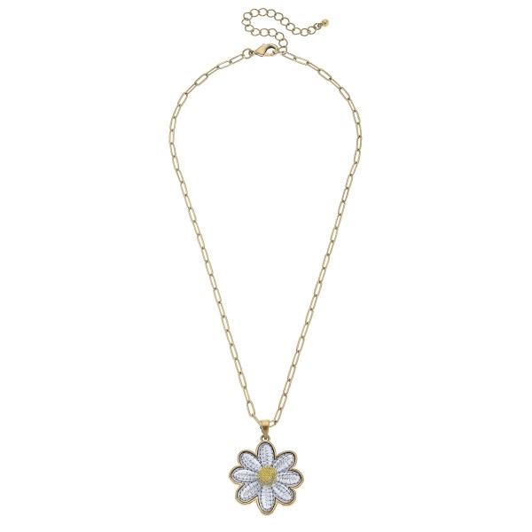 Flower Patch Pendant Paperclip Necklace

- Approximately 16" L
- Chain Extender Approximately 2" L
- Flower Pendant 1.25 " W/L