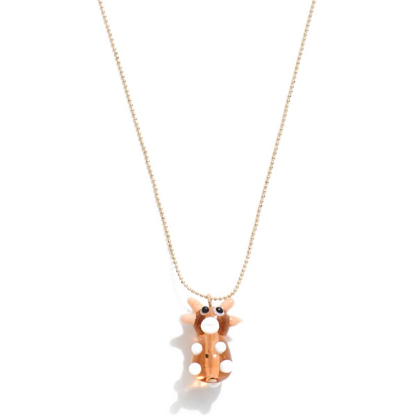 Wholesale gold Ball Chain Necklace Glass Reindeer Pendant L Extender L