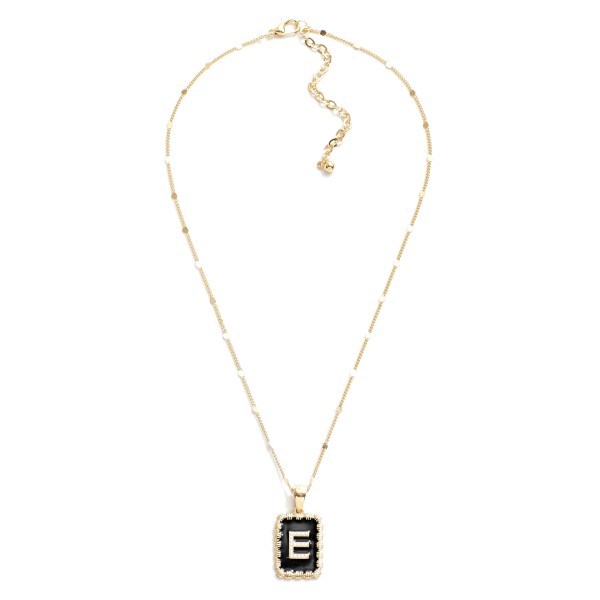 Wholesale gold Chain Link Necklace Enamel Pearl Initial Pendant L Extender L