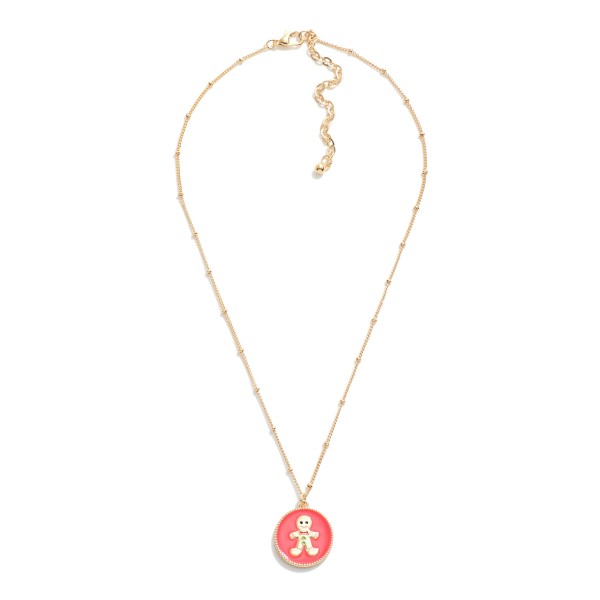 Chain Link Necklace Featuring Enamel Gingerbread Man Pendant.

- Approximately 16" L
- Extender 2" L