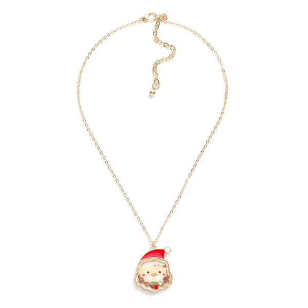 Wholesale kids Dainty Chain Necklace Glitter Santa Pendant L Extender L
