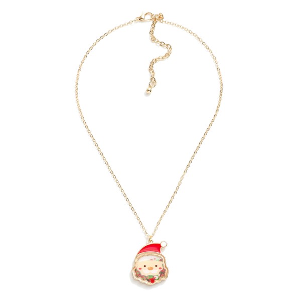 Kids Dainty Chain Necklace With Glitter Santa Pendant.

- Approximately 14" L 
- Extender 3" L