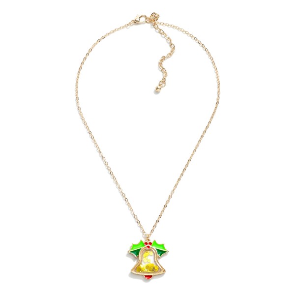 Kids Dainty Chain Necklace With Glitter Christmas Bell Pendant.

- Approximately 14" L 
- Extender 3" L