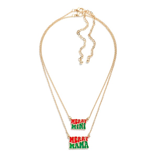 Wholesale matching Mama Mini Chain Link Necklace Set Enamel Merry Mama Merry Min