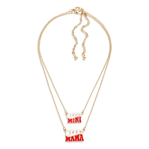 Wholesale matching Mama Mini Chain Link Necklace Set Enamel Merry Mama Merry Min