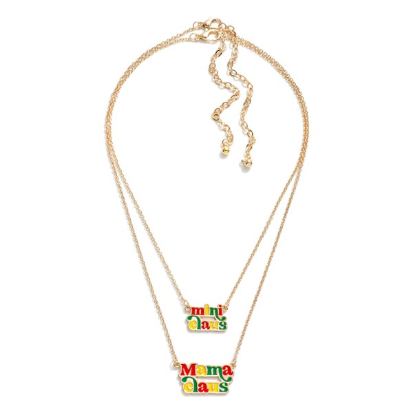 Wholesale matching Mama Mini Chain Link Necklace Set Enamel Mama Claus Mini Clau