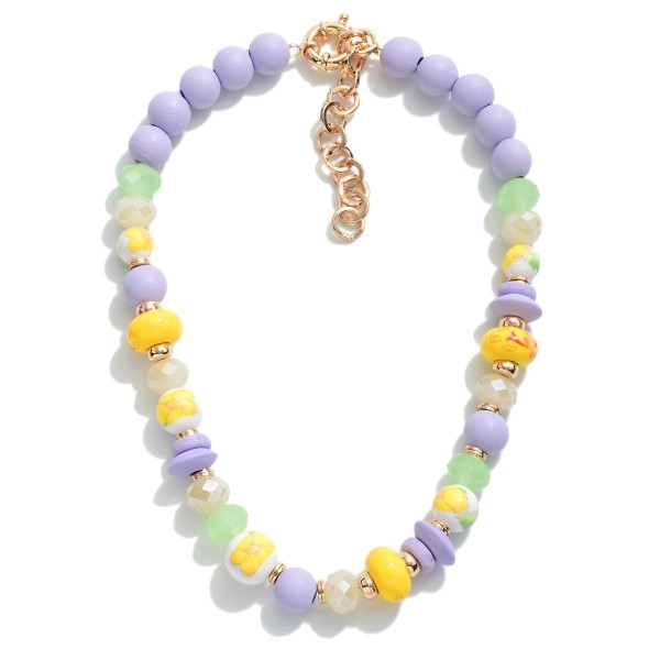 Wholesale wood Beaded Necklace Painted Porcelain Beads L