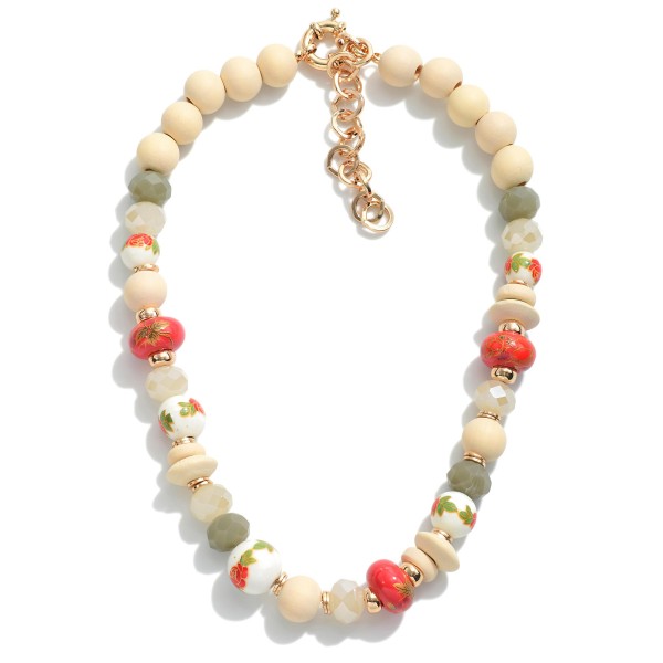 Wholesale wood Beaded Necklace Painted Porcelain Beads L