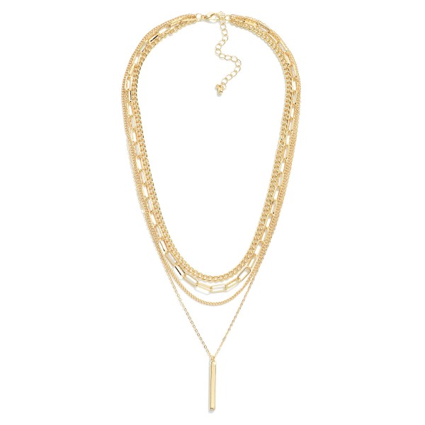 Wholesale layered Multi Chain Link Necklace Bar Pendant L Extender L