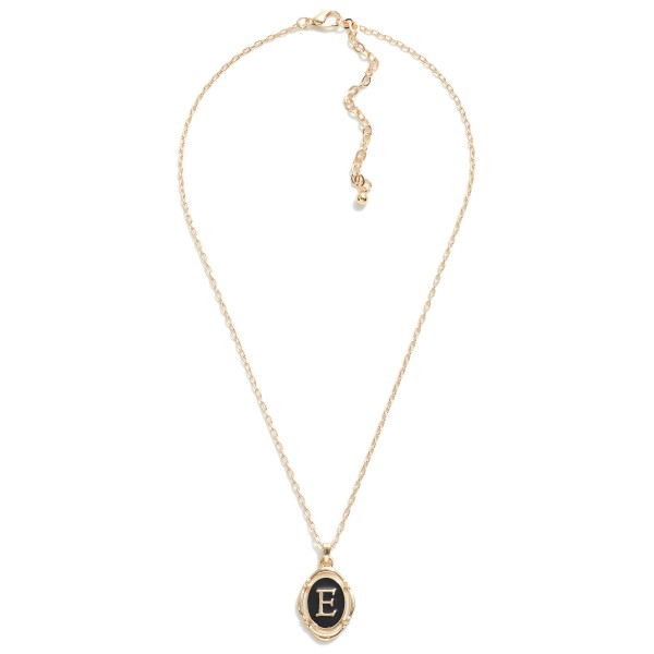 Dainty Chain Link Necklace Featuring Enamel Initial Pendant 

- Approximately 16" L W/ 3" Extender 
- Pendent 1.25" L