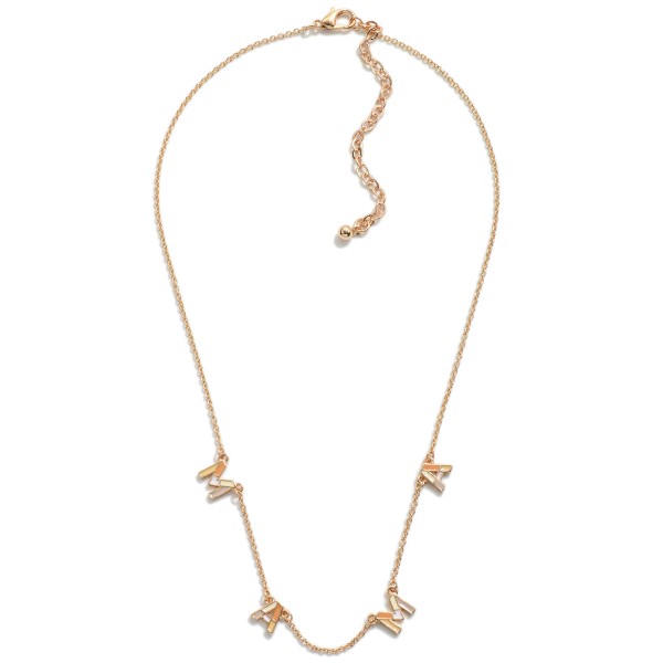 Wholesale multitone Enamel Spaced MAMA Letter Chain Link Necklace L Extender