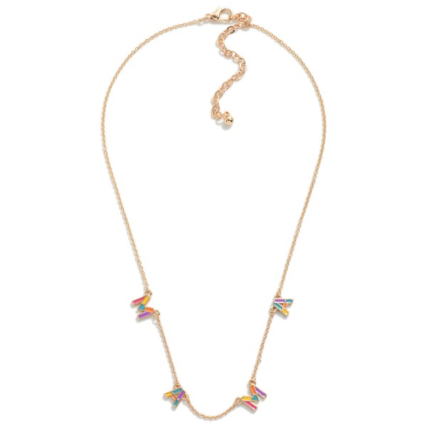 Wholesale multitone Enamel Spaced MAMA Letter Chain Link Necklace L Extender