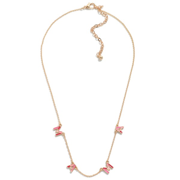 Wholesale multitone Enamel Spaced MAMA Letter Chain Link Necklace L Extender