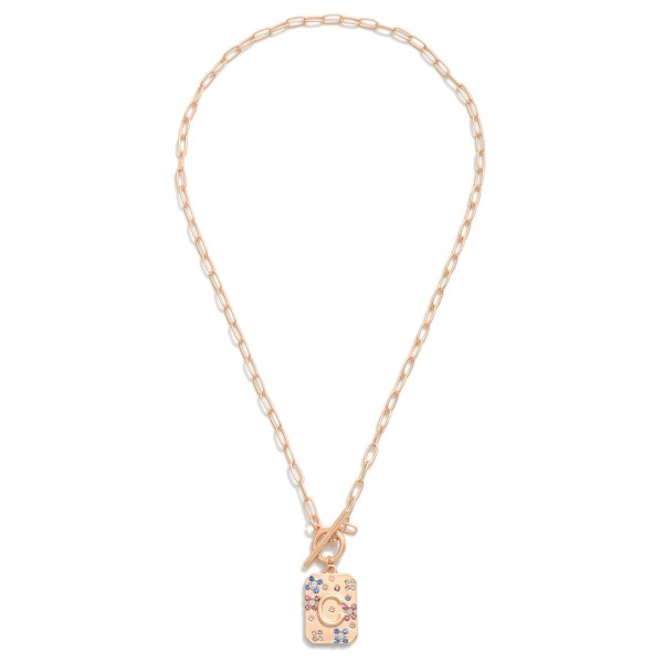 Wholesale gold T Bar Initial Pendant Necklace Rhinestone Accents L