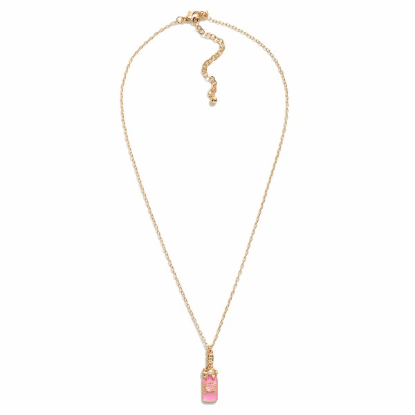 Chain Link Necklace Featuring Heart Champagne Bottle Pendant

- Approximately 16" L
- Extender 3" L