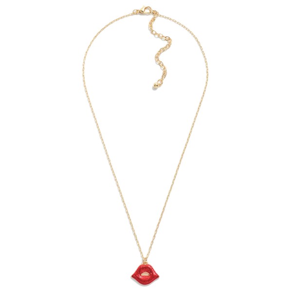 Wholesale chain Link Pendant Necklace Glitter Lips L W Extender Pendant L