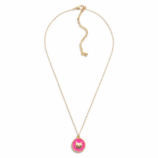 Wholesale chain Link Necklace Enamel Cat Pendant L Extender L
