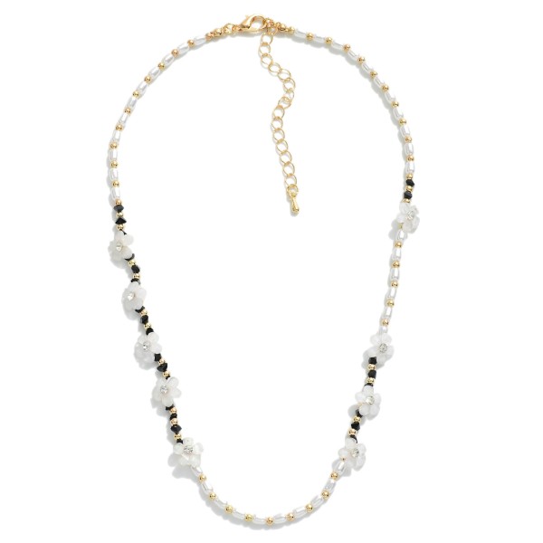 Wholesale pearl Beaded Necklace Flower Beaded Accents L Extender L