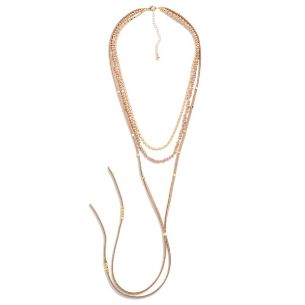 Wholesale layered Necklace Beaded Leather Tassel Details L Necklace Tassel L Tot