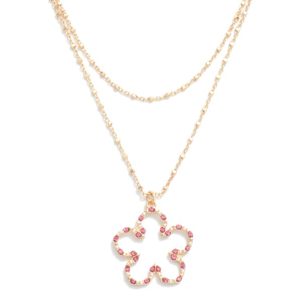 Layered Chain Link Necklace Featuring Flower Pendant

- Approximately 14-16" L
- Extender 3" L 