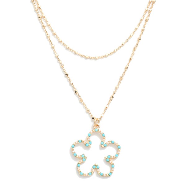 Wholesale layered Chain Link Necklace Flower Pendant L Extender L