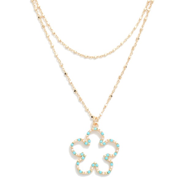 Layered Chain Link Necklace Featuring Flower Pendant

- Approximately 14-16" L
- Extender 3" L 