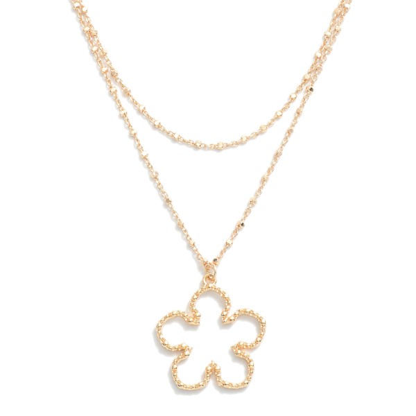 Layered Chain Link Necklace Featuring Flower Pendant

- Approximately 14-16" L
- Extender 3" L 