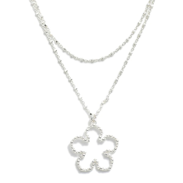 Layered Chain Link Necklace Featuring Flower Pendant

- Approximately 14-16" L
- Extender 3" L 