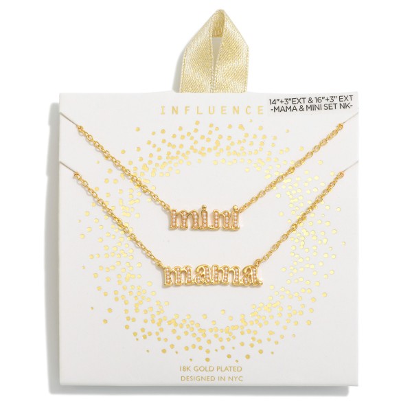 Wholesale dainty Chain Link Necklace Set Studded Mama Mini Pendants L Extenders