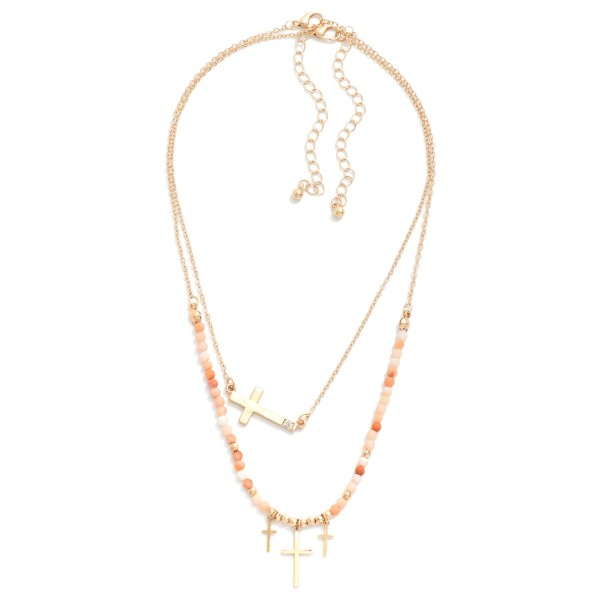 Wholesale piece Necklace Set Natural Stone Beaded Necklace Cross Pendant Accent