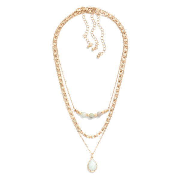 Wholesale piece Chain Link Necklace Set Semi Precious Stone Beaded Pendant Acce