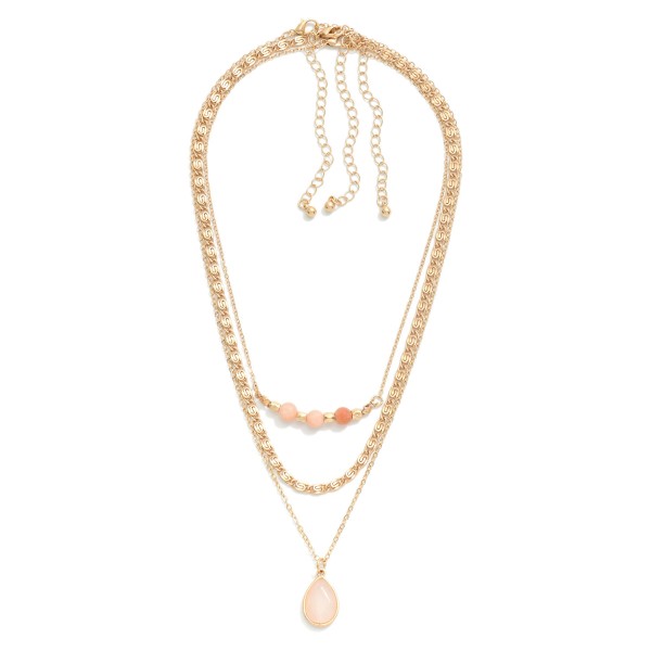 Wholesale piece Chain Link Necklace Set Semi Precious Stone Beaded Pendant Acce