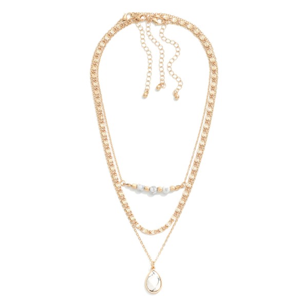 Wholesale piece Chain Link Necklace Set Semi Precious Stone Beaded Pendant Acce