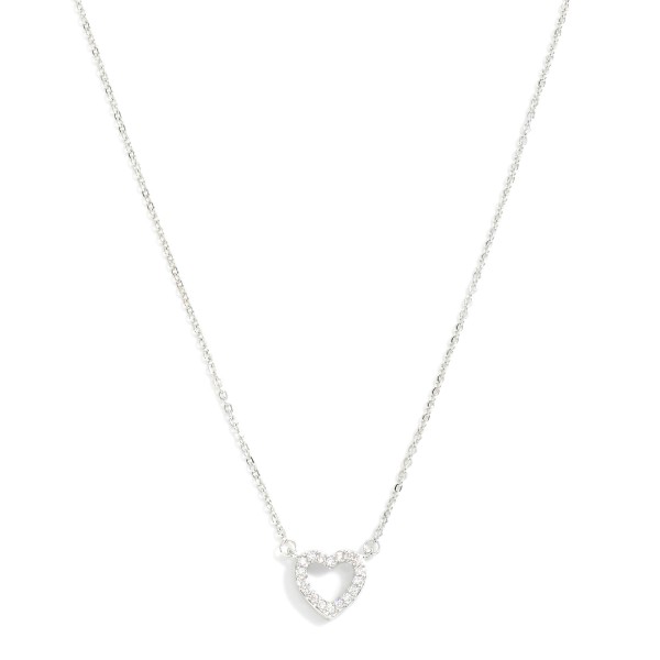 Chain Link Necklace With Fixed Cubic Zirconia Heart Pendant

- Approximately 15" L
- Extender 3" L 
