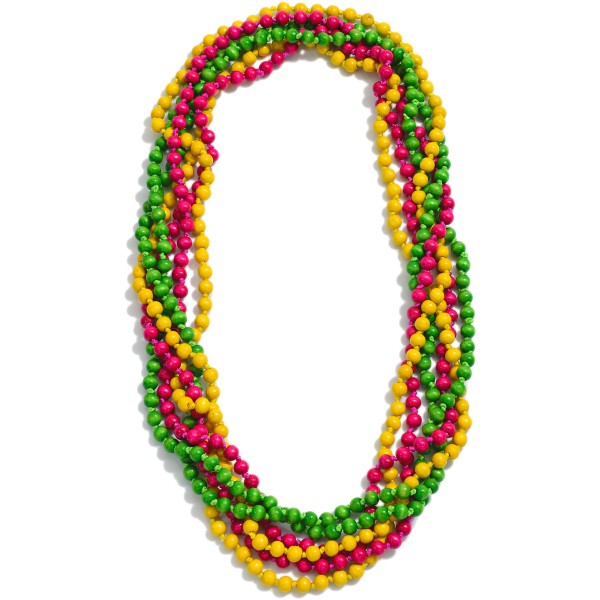 Wholesale set Four Wood Beaded Mardi Gras Necklaces L