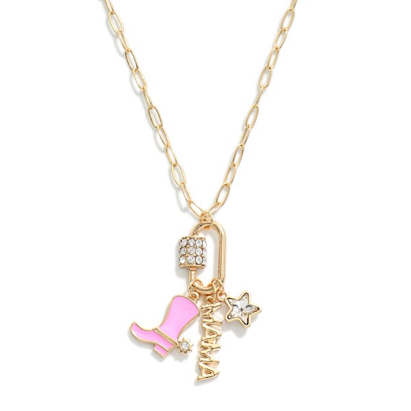 Wholesale chain Link Necklace Western Star Mama Pendant L Extender L