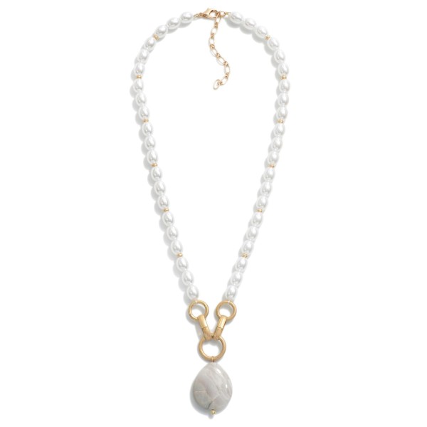 Wholesale pearl Necklace Natural Stone Pendant L Extender L