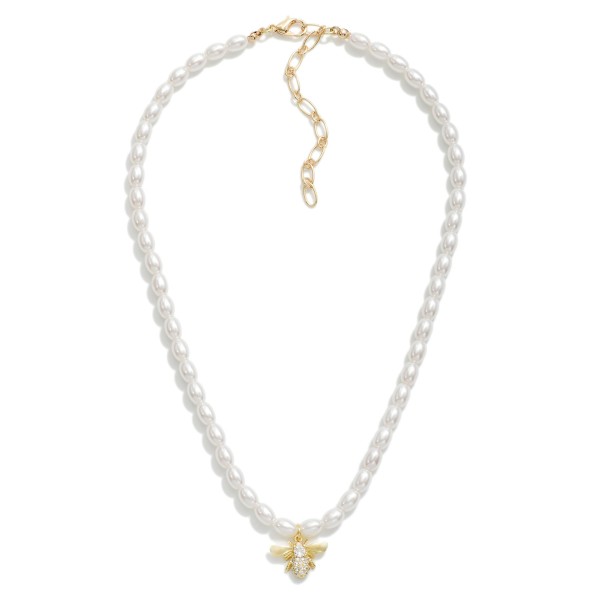 Wholesale beaded Necklace Rhinestone Studded Bee Pendant L Extender L