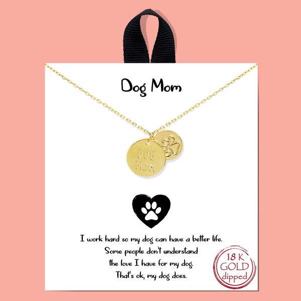 Dainty Chain Link Necklace Featuring Dog Mom and Paw Print Pendants

- Approximately 16" L
- Extender 2" L 
- Gold- 18K Gold Dipped // Silver- White Gold Dipped